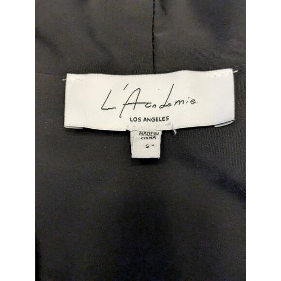 L'Academie Womens Plunge VNeck Long Sleeve Snap Bodysuit Blouse Top Black Small - Picture 4 of 9